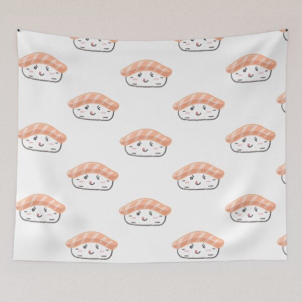 Item preview, Kawaii Salmon Sushi Cute Japanese Food Illustration designed and sold by ArachanShops.