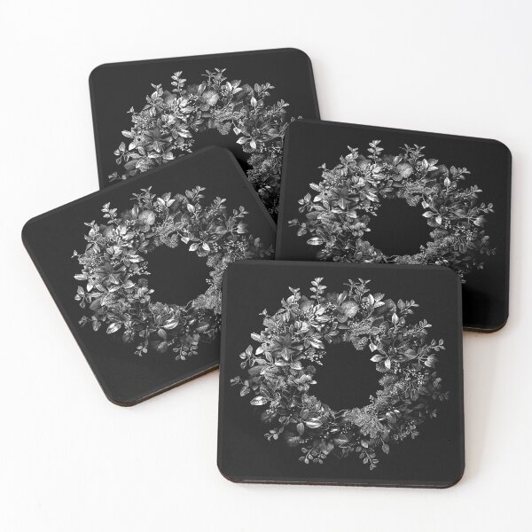 Item preview, Botanical Christmas Wreath with Pinecones – Elegant Black and White Holiday Design designed and sold by inkoutninja.