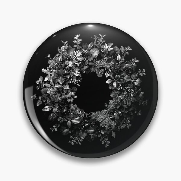 Item preview, Botanical Christmas Wreath with Pinecones – Elegant Black and White Holiday Design designed and sold by inkoutninja.
