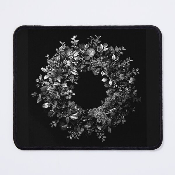 Item preview, Botanical Christmas Wreath with Pinecones – Elegant Black and White Holiday Design designed and sold by inkoutninja.
