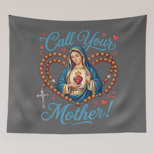 Item preview, Call Your Mother. Virgin Mary with Holy Rosary designed and sold by KristineLi.