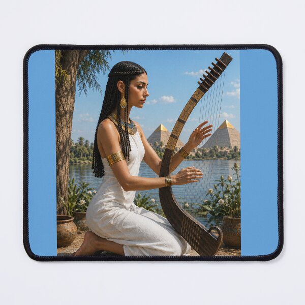 Item preview, Egyptian Harp Melody | Kemet Musician by the Nile | Ancient Egypt Art Print designed and sold by TuyaArts.
