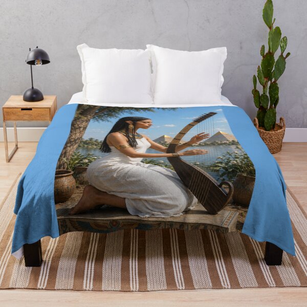 Item preview, Egyptian Harp Melody | Kemet Musician by the Nile | Ancient Egypt Art Print designed and sold by TuyaArts.