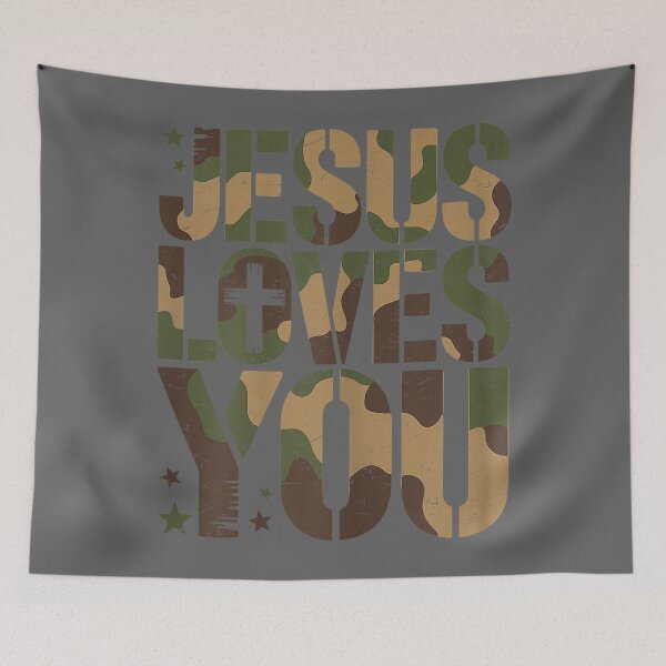 Item preview, Camo Jesus Loves You Camouflage Christian Saying Religious designed and sold by KristineLi.