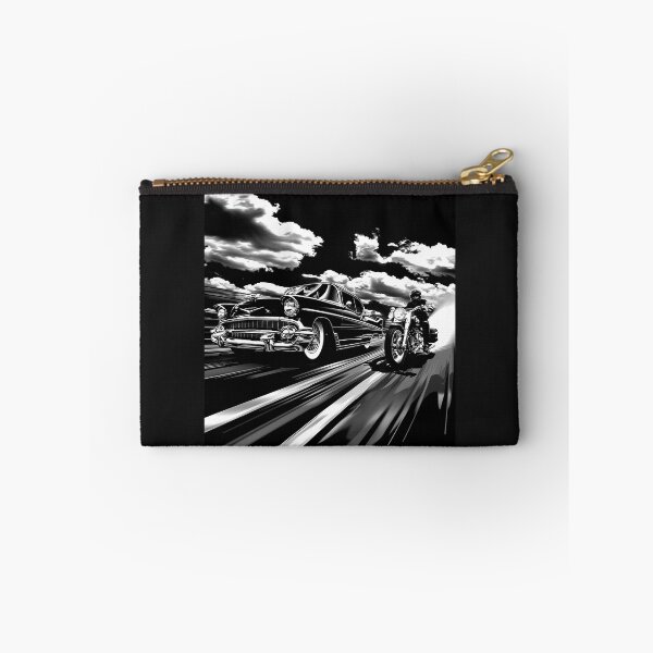 Item preview, Classic Car and Motorcycle Racing – Retro Black and White Highway Art designed and sold by inkoutninja.