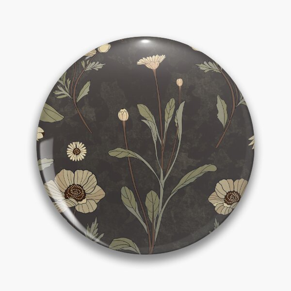 Item preview, Vintage botanical Daisy flowers - textured surface - sage charcoal cream designed and sold by ahahdodo.