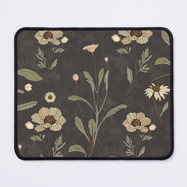 Item preview, Vintage botanical Daisy flowers - textured surface - sage charcoal cream designed and sold by ahahdodo.
