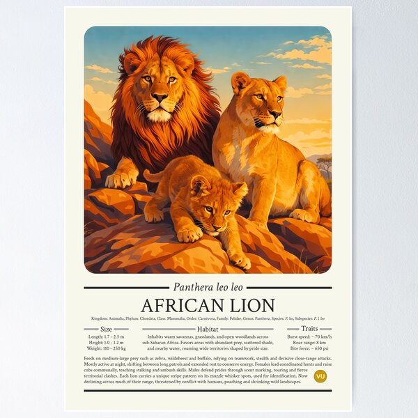 Item preview, African Lion Retro Style Digital Animal Art designed and sold by kakarikihill.