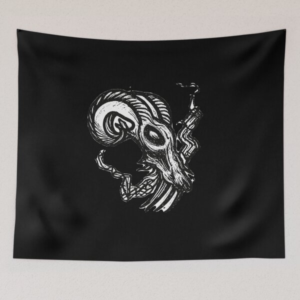 Item preview, Gothic Ram Skull Tattoo - Heavy Blackwork Edition designed and sold by Ideniquo.