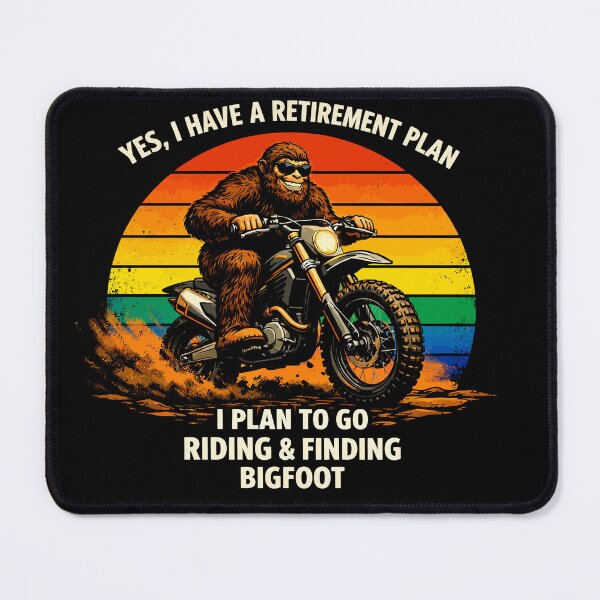 Item preview, Yes I Have A Retirement Plan - Funny Bigfoot Motorcycle Rider Retro Art designed and sold by PixelMarrero.