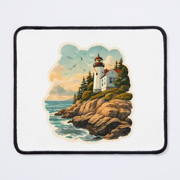 Item preview, Maine Lighthouse Coast Watercolor designed and sold by ChemicalXShop.