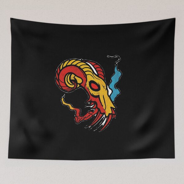 Item preview, Gothic Ram Skull Tattoo - Comic Trash Polka designed and sold by Ideniquo.