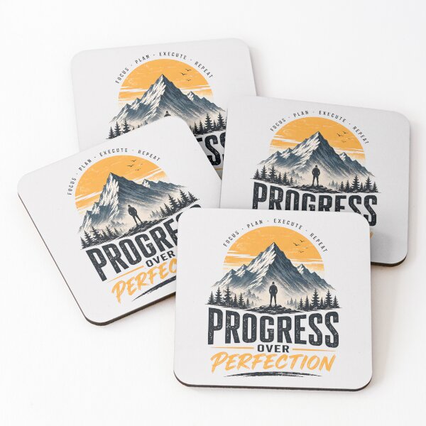 Item preview, Progress Over Perfection Modern Motivational Mountain Adventure designed and sold by dytf79.