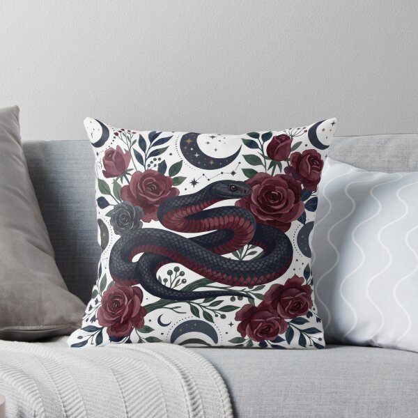 Item preview, Dark Romance Celestial Red-Bellied Black Snake Gothic Floral Art designed and sold by WildbuntingStudio.