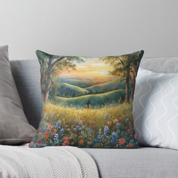 Item preview, Wildflowers Sunrise Country Hillside designed and sold by SeaStarAlex.