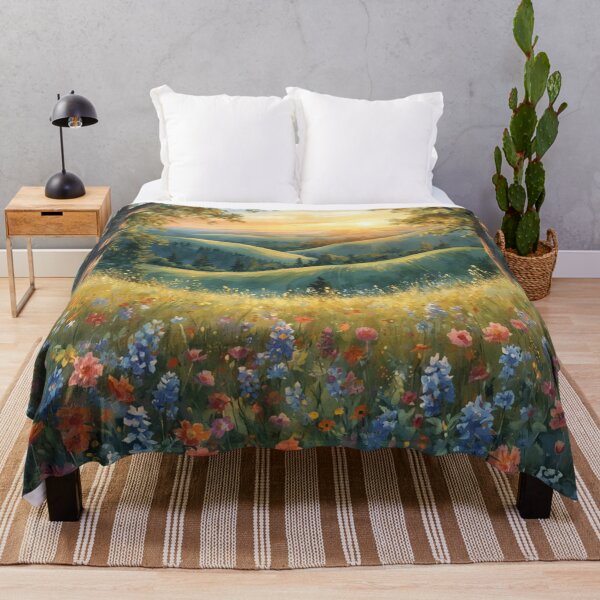 Item preview, Wildflowers Sunrise Country Hillside designed and sold by SeaStarAlex.