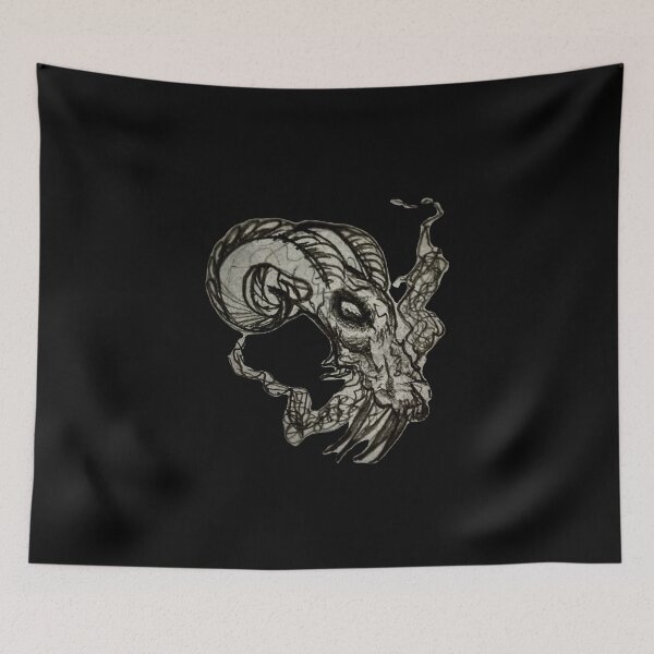 Item preview, Gothic Ram Skull Tattoo - Raw Pencil Sketch Concept designed and sold by Ideniquo.