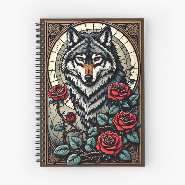 Item preview, Gothic Red Rose Wolf – Stained Glass Art Nouveau designed and sold by Neer arts.