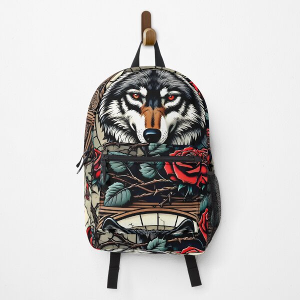 Item preview, Gothic Red Rose Wolf – Stained Glass Art Nouveau designed and sold by Neer arts.