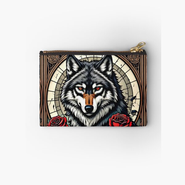 Item preview, Gothic Red Rose Wolf – Stained Glass Art Nouveau designed and sold by Neer arts.