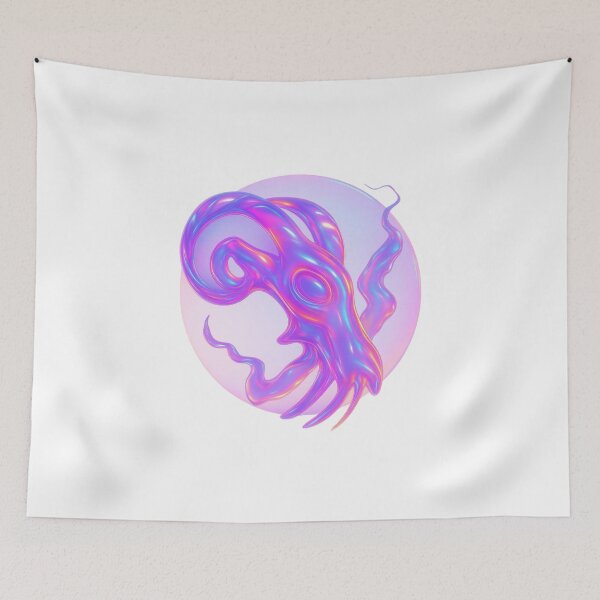 Item preview, Gothic Ram Skull Tattoo - Holographic Neon Glow designed and sold by Ideniquo.