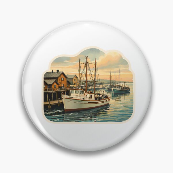 Item preview, Fishing Boat Harbor Watercolor designed and sold by ChemicalXShop.