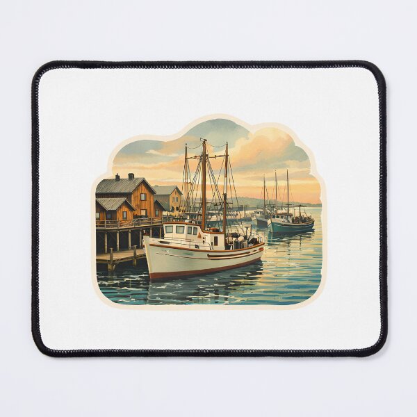 Item preview, Fishing Boat Harbor Watercolor designed and sold by ChemicalXShop.