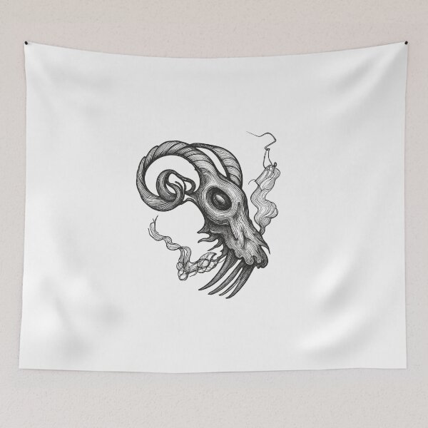 Item preview, Gothic Ram Skull Tattoo - Darkwork Ink Edition designed and sold by Ideniquo.