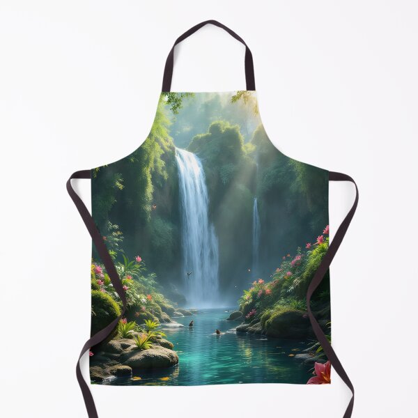 Item preview, Emerald Paradise Waterfall – Tropical Rainforest Oasis Art Print designed and sold by DreamyWallVibes.