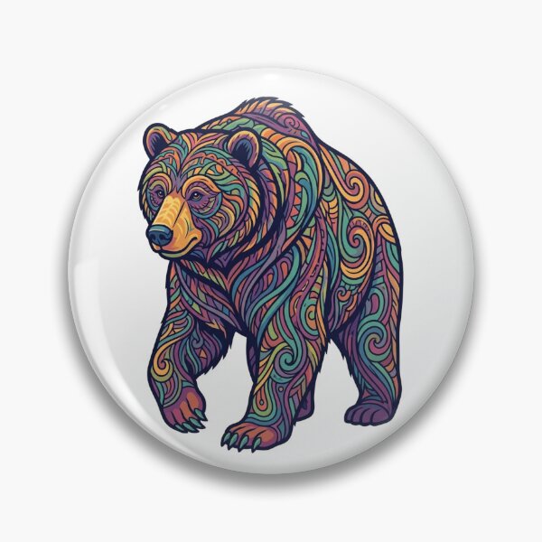 Item preview, Psychedelic Grizzly Bear Mandala Art  designed and sold by Skyrocketz.