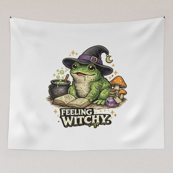 Item preview, Cute Witch Frog Brewing Magic Funny Halloween Cottagecore Design designed and sold by kiralynstration.
