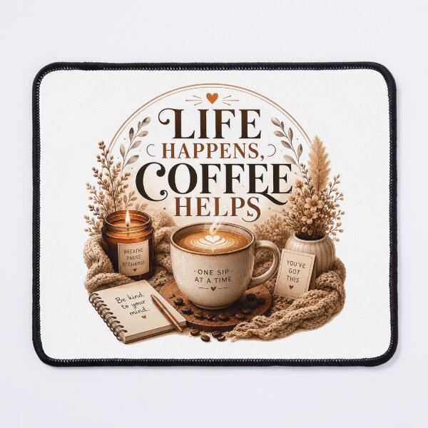 Item preview, Life Happens Coffee Helps Coffee Quote designed and sold by pradeepvisuals.