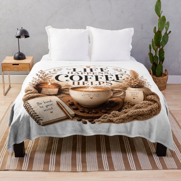 Item preview, Life Happens Coffee Helps Coffee Quote designed and sold by pradeepvisuals.
