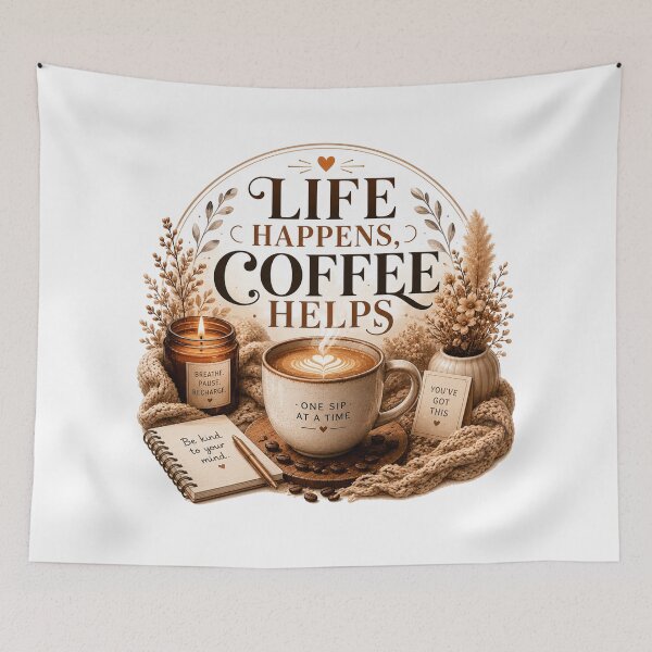 Item preview, Life Happens Coffee Helps Coffee Quote designed and sold by pradeepvisuals.