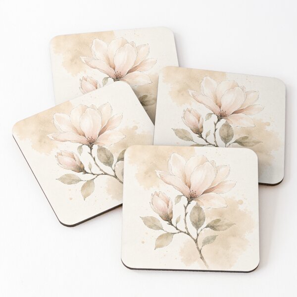 Item preview, Magnolia Watercolor Botanical Beige Flower designed and sold by TheSlowShore.