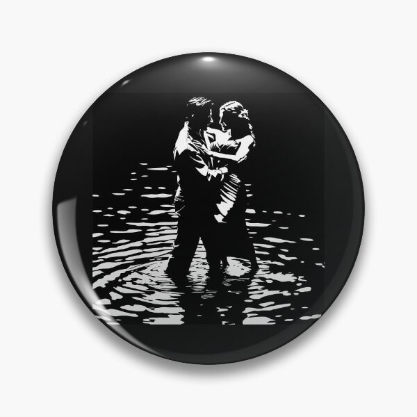 Item preview, Romantic Couple Dancing in Water – Black and White Love Silhouette Art designed and sold by inkoutninja.