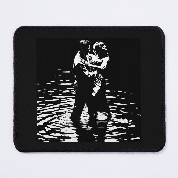 Item preview, Romantic Couple Dancing in Water – Black and White Love Silhouette Art designed and sold by inkoutninja.