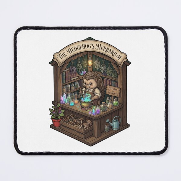 Item preview, The Hedgehog's Herbarium | Enchanted Potion Apothecary | Cottagecore Hedgehog Magic Shop designed and sold by MrDev.