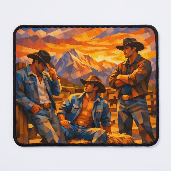 Item preview, Cubist Gay Denver Sundowner Leather Cowboys Gay Pride Graphic Design designed and sold by ItsAKinkThing.