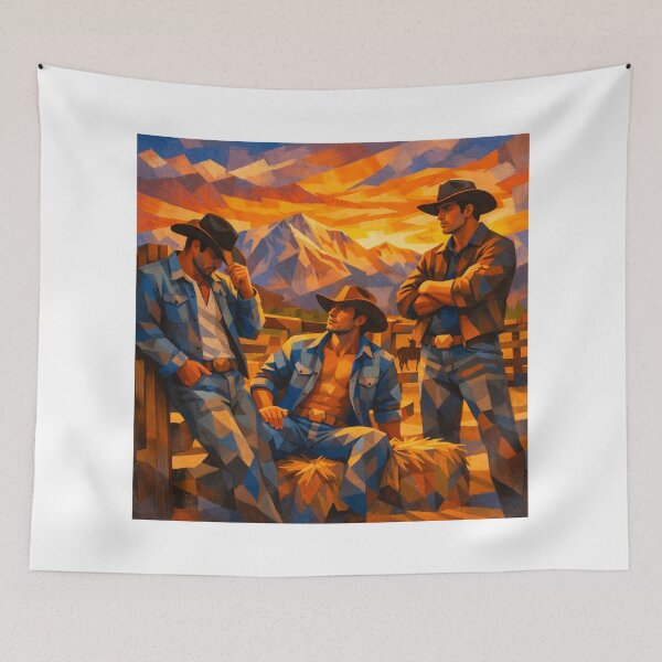Item preview, Cubist Gay Denver Sundowner Leather Cowboys Gay Pride Graphic Design designed and sold by ItsAKinkThing.