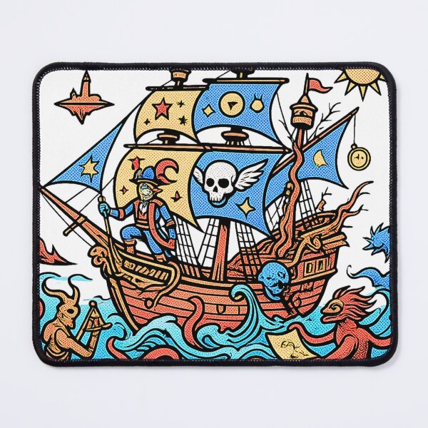 Item preview, Vintage Pirate Ship Sea Monsters Traditional Tattoo Art designed and sold by rich-moda.