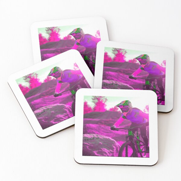 Item preview, Hyper-Vibrant Pink Mountain Biking Action designed and sold by joinertees.