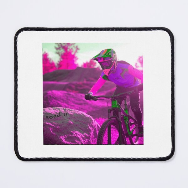 Item preview, Hyper-Vibrant Pink Mountain Biking Action designed and sold by joinertees.