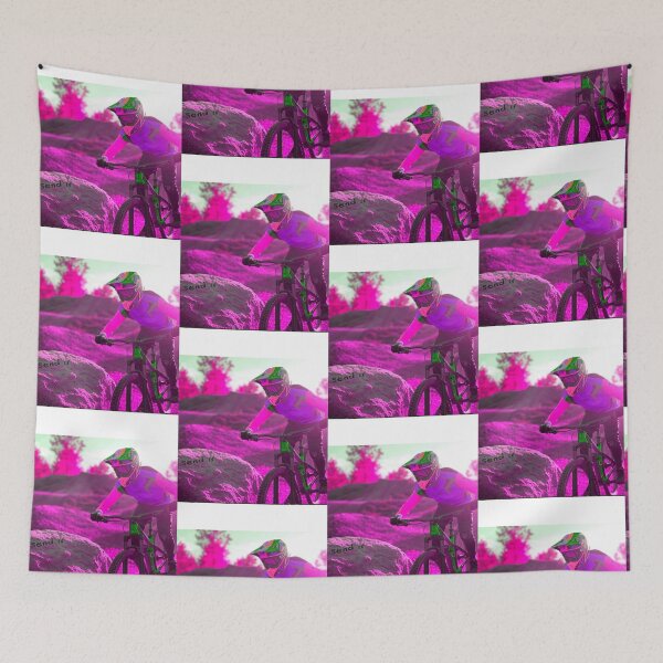 Item preview, Hyper-Vibrant Pink Mountain Biking Action designed and sold by joinertees.
