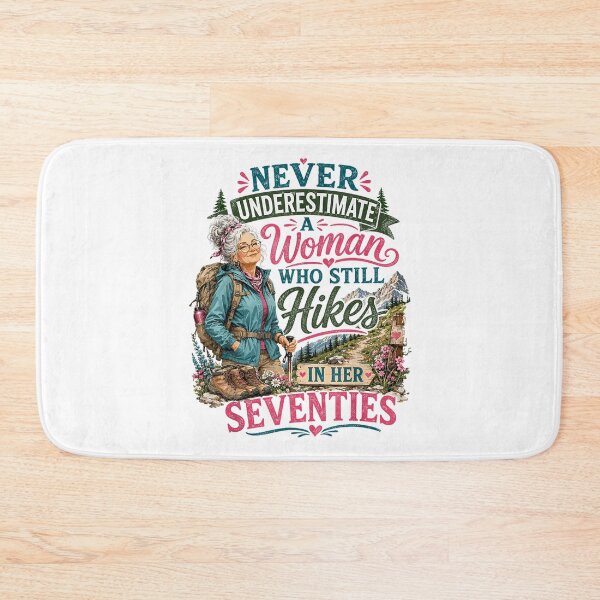 Item preview, Funny Woman Hiking in Her Seventies Vintage Outdoor Adventure Design designed and sold by kiralynstration.