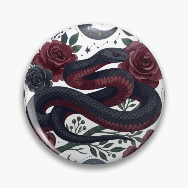 Item preview, Dark Romance Red-Bellied Black Snake Gothic Bookish Floral Art designed and sold by WildbuntingStudio.