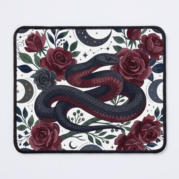 Item preview, Dark Romance Red-Bellied Black Snake Gothic Bookish Floral Art designed and sold by WildbuntingStudio.