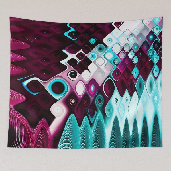 Item preview, Cascade: Intricate Abstract Magenta and Cyan Fractal Pattern designed and sold by Vicky Brago-Mitchell®.