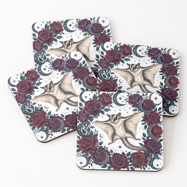 Item preview, Dark Romance Sugar Glider Gothic Bookish Floral Art designed and sold by WildbuntingStudio.