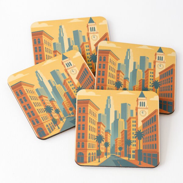 Item preview, Retro Pop Art Poster Illustration of Los Angeles | Bold California City Print with Hollywood Sign, Palm Trees & Downtown Skyline | Vintage West Coast Travel Wall Art Decor designed and sold by PaintedPixels01.